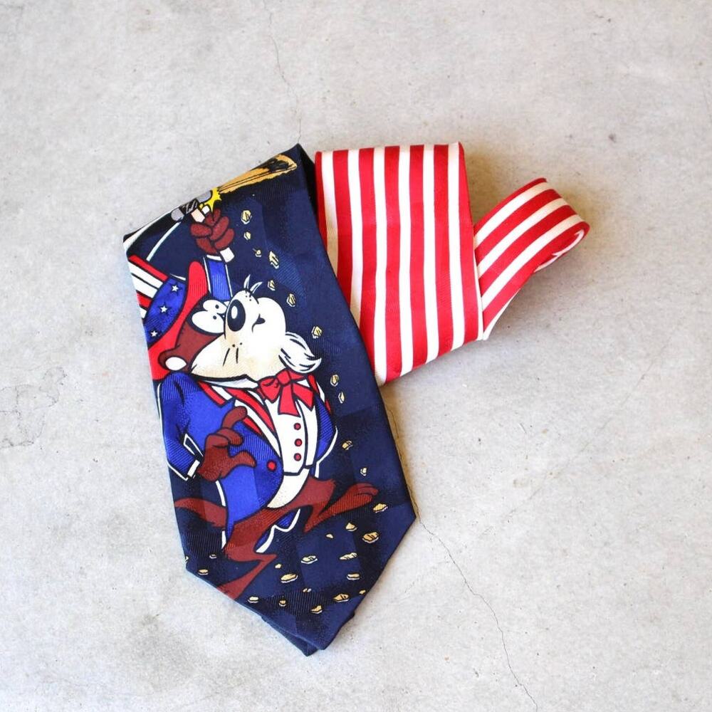 Vintage Looney Tunes Taz America Liberty Bell Tie